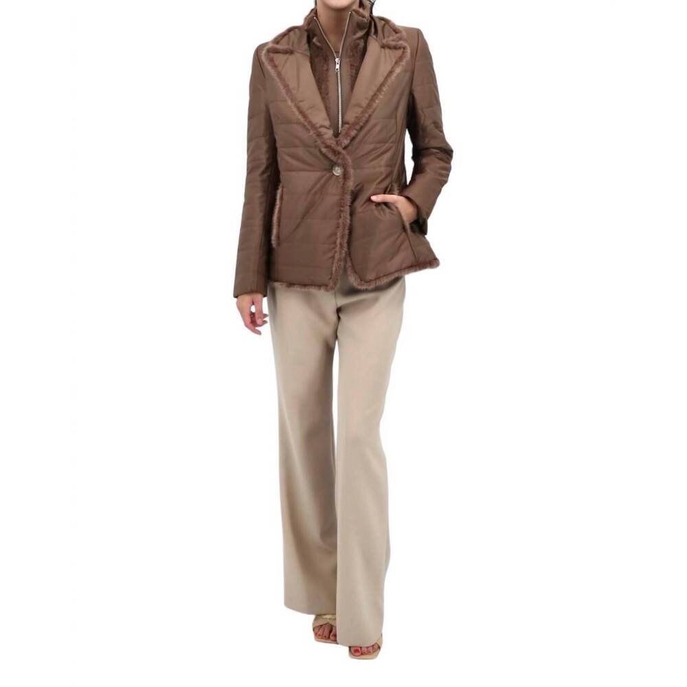 NEW DIOMI mink nylon jacket in mocca